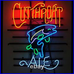 Fish ALE Beer Glass Neon Sign Light 20x24 Vintage Style Visual Cave Wall Decor