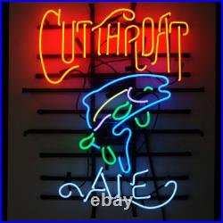 Fish ALE Beer Glass Neon Sign Light Lamp Vintage Style Visual Wall Decor 24x20