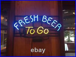 Fresh Beer TO Go Neon Light Sign Vintage Shop Restaurant Bar Glass Decor 20x10