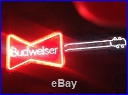 Genuine Budweiser Guitar Neon Sign Vintage Light Bar Gameroom Man Cave