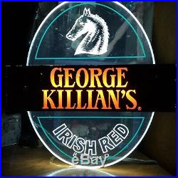 George Killians Irish Red Brand Bar Sign Neon Lights Up Vintage 83 12.5 x 13