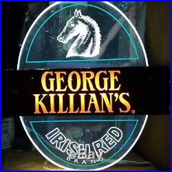 George Killians Irish Red Brand Bar Sign Neon Lights Up Vintage 83 12.5 x 13