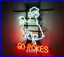 Go Pokes Vintage Art Work Neon Sign Light Room Bar Shop Pub Wall Decor