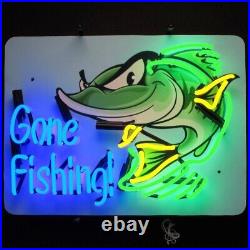 Gone Fishing Vintage Look Man Cave Handmade LED Neon Light Neon Sign 24x20