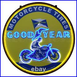 Goodyear Vintage Motorcycle Round 36 Inch Neon Sign In Steel Can
