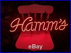 Gorgeous Vintage Hamm's Beer NEON Lit Bar Sign Vivid Red Color RARE