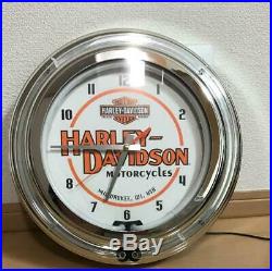 HARLEY DAVIDSON Double Neon Clock MOTORCYCLE VINTAGE Sign Rare