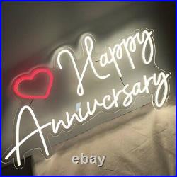 Happy Anniversary Neon Sign Light Wall Decor Wedding Party Flex LED Banner Lamp