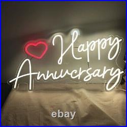 Happy Anniversary Neon Sign Light Wall Decor Wedding Party Flex LED Banner Lamp