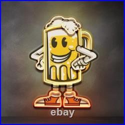 Happy Beer LED Neon Sign 24x16 Light Pop Art Vintage Beer Bar Pub Wall Decor