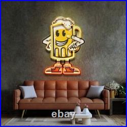 Happy Beer LED Neon Sign 24x16 Light Pop Art Vintage Beer Bar Pub Wall Decor