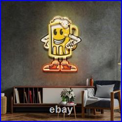 Happy Beer LED Neon Sign 24x16 Light Pop Art Vintage Beer Bar Pub Wall Decor