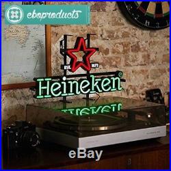 Heineken Classic Vintage Neon LED Bar Signs Cast In Acrylic Mounted On Black Rel