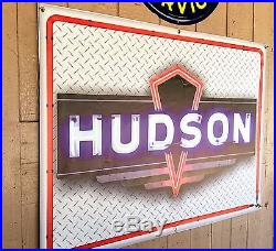 Hudson Car Sales Auto Dealer Neon Style Banner Vintage Sign Garage Art 4' X 3