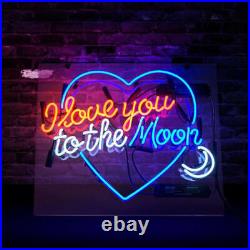 I Love You The Moon Glass Neon Light Sign Glass Vintage Craft 19