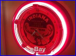 Indiana Deer Buck Hunting License Hunter Shop Man Cave Neon Wall Clock Sign