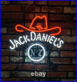 Jack Daniel's Neon Sign Light Man Cave Bar Pub Vintage Decor Real Glass Custom