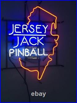 Jersey Jack Pinball 20x24 Vintage Neon Light Sign Glass Artwork Decor