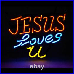 Jesus Love U Display Real Glass Neon Sign Vintage Cave Room Light