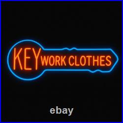 Key Work Clothes Neon Sign 32x12 Light Man Cave Display Vintage Wall Decor Key Work Clothes Neon Sign 32x12 Light Man Cave Display Vintage Wall Decor