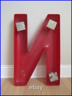 LARGE 24 Vintage Neon Store Letter Front N (24h x 15 1/2w) red 2 FOOT TALL