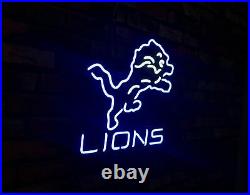 LIONS Detroit Vintage Boutique Glass Neon Sign Light Sport Bar Wall Room Decor