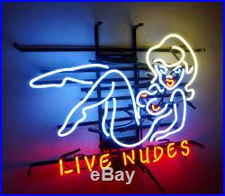 "LIVE NUDES" Hot Girl Boutique Beer Bar Custom Decor Vintage Neon Sign Poster 