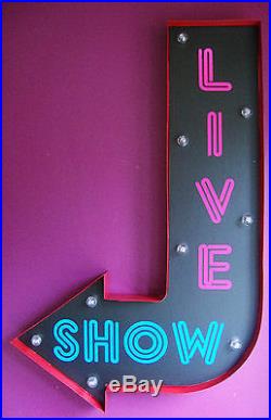 LIVE SHOW arrow light led sign neon strip club retro vintage soho london VAC205