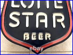 LONE STAR BEER Texas Vintage Red/White/Blue Shield Neon Hanging Lamp Bar Ad Sign