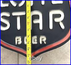 LONE STAR BEER Texas Vintage Red/White/Blue Shield Neon Hanging Lamp Bar Ad Sign