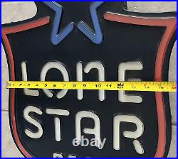 LONE STAR BEER Texas Vintage Red/White/Blue Shield Neon Hanging Lamp Bar Ad Sign