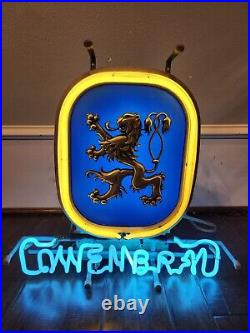 LOWENBRAU Vintage 1983 Neon Beer Sigh With Shipped With Original Wooden Crate