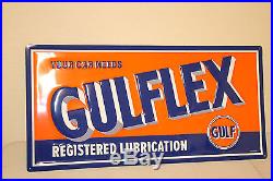 Large 34'' Embossed Gulflex Oil Vintage Style Metal Signs Man Cave Decor Gas Dad
