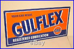 Large 34'' Embossed Gulflex Oil Vintage Style Metal Signs Man Cave Decor Gas Dad