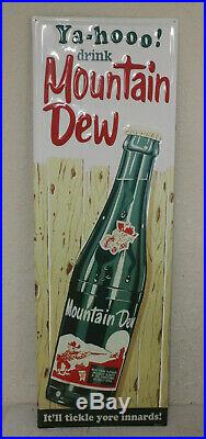 Large 42'' x 14 Hillbilly Mountain Dew Vintage Style Embossed Signs Bottle USA