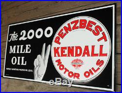 Large Embossed 35'' KENDALL Gas Oil Vintage Style Metal Signs Man Cave Decor
