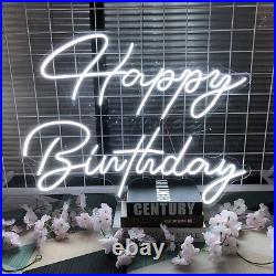 Large Happy Birthday LED Neon Sign, 28 Inches Personalized Neon Light Sign for B