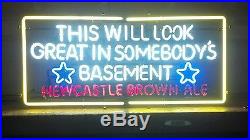 Large NEWCASTLE BEER NEON LIGHT SIGN BAR look great in somebody basement vintage