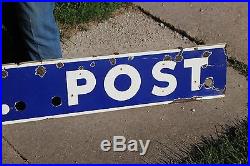 Large Vintage 1940's U. S. Post Office VFW Gas Oil Neon 73 Porcelain Metal Sign