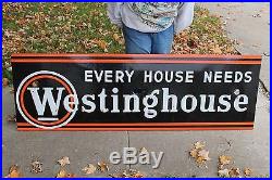 Large Vintage 1940s Westinghouse Appliance Gas Oil 67 Neon Porcelain Metal Sign