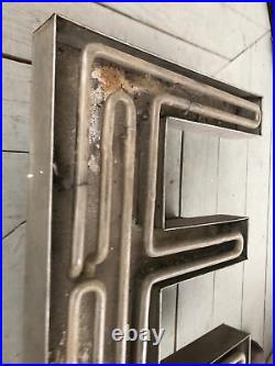 Large Vintage Neon Metal Letter E Greenpoint Brooklyn NY 1920s (20h x 16w)