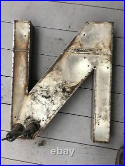 Large Vintage Neon Metal Letter N Greenpoint Brooklyn NY 1920s (20h x 17w)