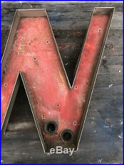 Large Vintage Neon Metal Letter W Greenpoint Brooklyn NY 1920s (20h x 27w)