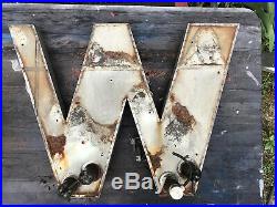 Large Vintage Neon Metal Letter W Greenpoint Brooklyn NY 1920s (20h x 27w)