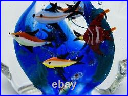 Large Vintage Signed Murano Art Glass Fish Aquarium Sculpture