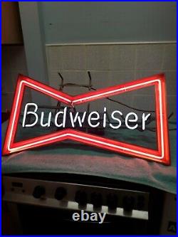Large Vintage USA Original Budweiser Bow Tie Neon Sign great man cave