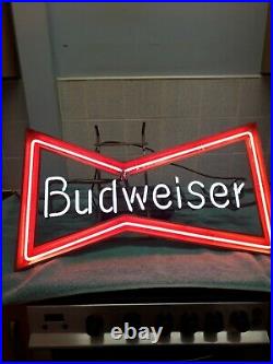 Large Vintage USA Original Budweiser Bow Tie Neon Sign great man cave