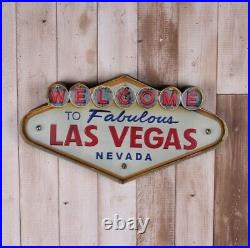 Las Vegas Welcome Neon Sign with LED Metal Vintage for Kitchen Bar Decoration