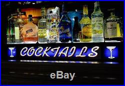 Led Lighted Liquor Bottle Shelf Vintage Look Cocktails Bar Sign Remote Control