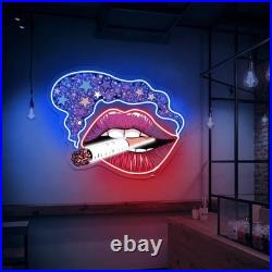 Lips Smoke Neon Sign 24x20 Light Man Cave UV Printing Vintage Bar Wall Decor